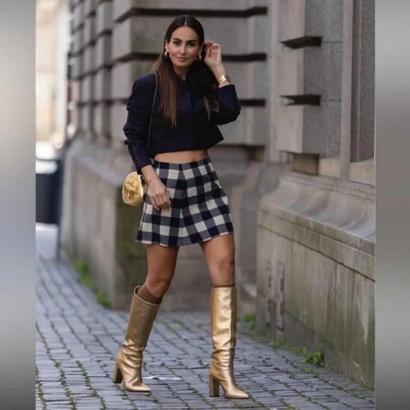 ZARA GINGHAM MINI SKIRT - Picture 6 of 6